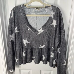 Altar'd State Charcoal Star Print Hoodie